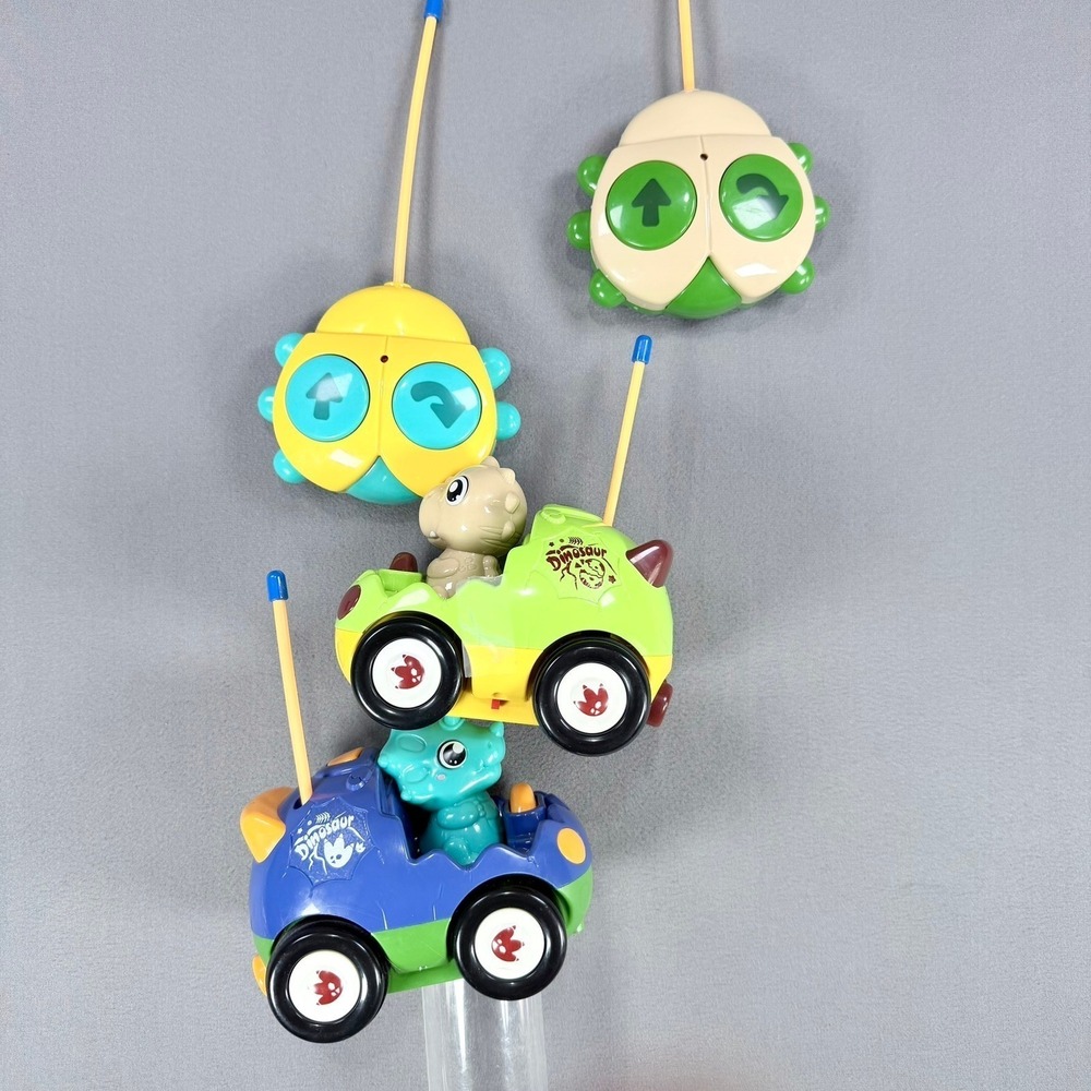 Dinosaur RC Car Set Toddler Toy Remote Control Vehicles 27/49MHz Green Blue 2pk - Picture 7 of 7